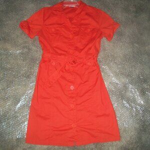 womens safari dress. button front.short sleeve.MAX RAVE.Size large